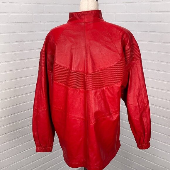 Atlantic City Talk of The Walk Jacket Women Large Red Leather Soft Relaxed VTG - Picture 3 of 9